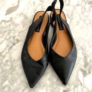 STEVEN black pointy sling backs flats size 10